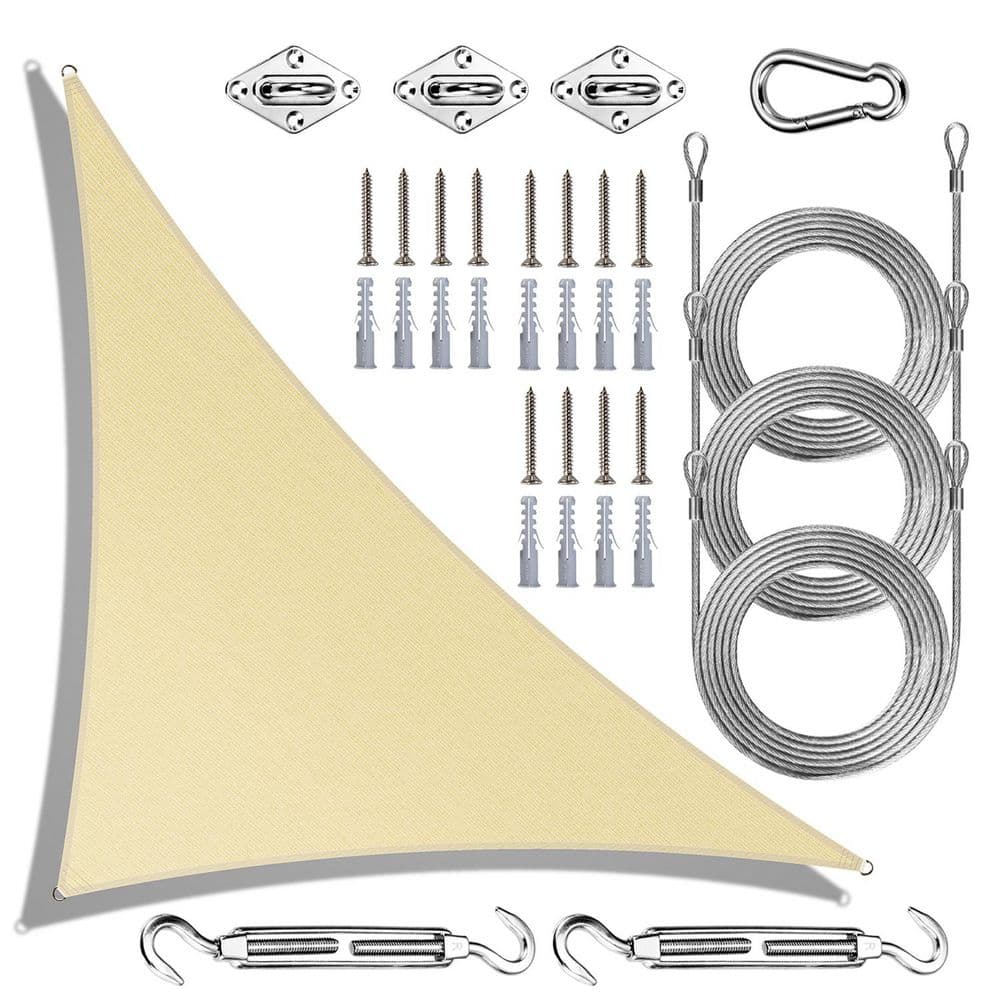 12 ft. x 12 ft. x 17 ft. Right Triangle Sunshade Sail with Hardware Kit and Rope-Beige price history on PriceWatchPro