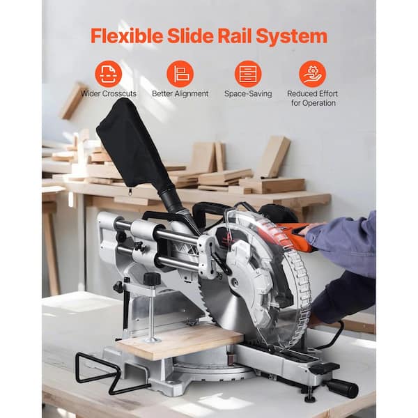 SKYSHALO Sliding Compound Miter Saw, 12-In. Blade, 60-Tooth