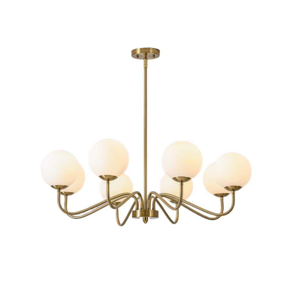 Erik 35 in. 8-Light Modern Glam Gold Sputnik Chandelier with Frosted Glass Globe for Dining Room Living Room price history on PriceWatchPro