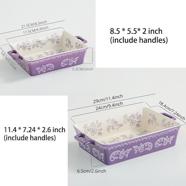 JFVKAF 2-Piece Rectangular Ceramic Casserole Baking Dish Set with