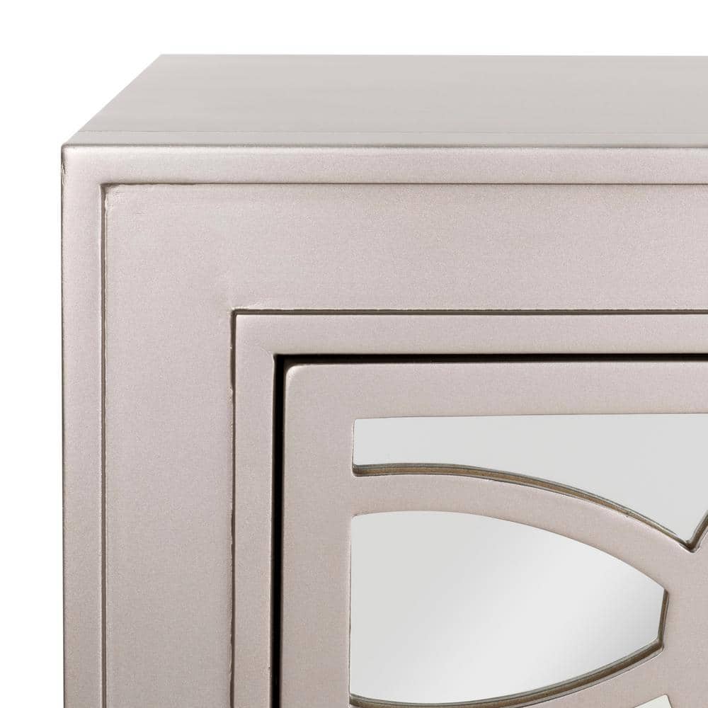 Champagne Silver Transitional 3-Drawer Mirror Chest