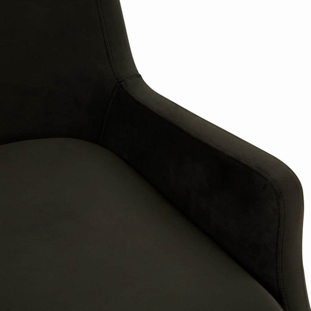 Black Velvet Transitional Arm Chair with Wood Legs