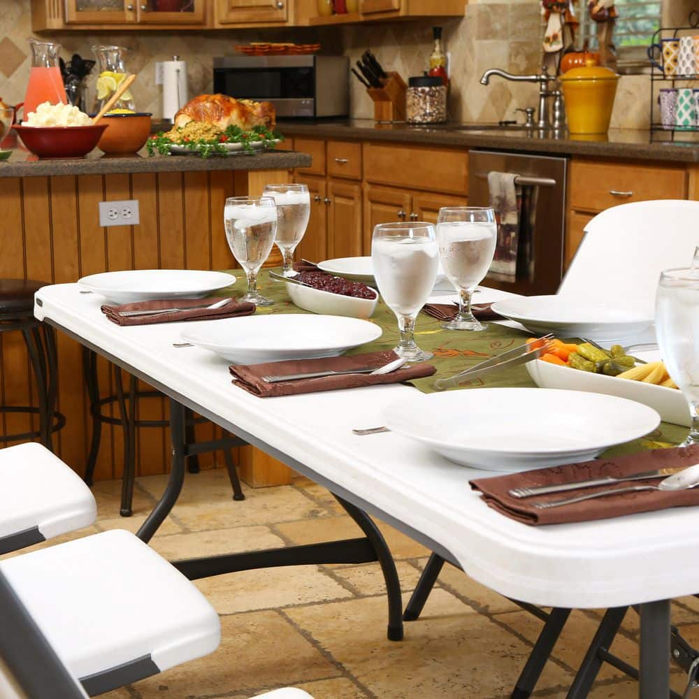Lifetime 6-Foot White Granite Folding Utility Table with Metal Frame