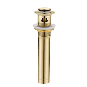 B012A Bathroom Vessel Sink Drain Stopper Pop-Up Drain Assembly with Overflow In Brushed Gold