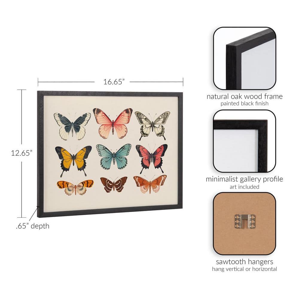 Vintage Style Muted Pastel Butterflies II Black Framed Wall Art