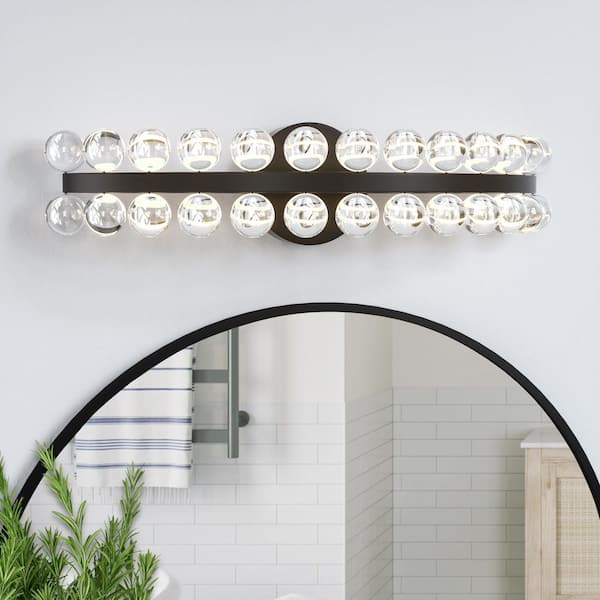 21.7 in Black LED Crystal Ball Shade Bathroom Vanity Lighting