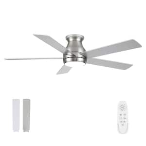 Hommee 52 in. Indoor Integrated LED Brush Nickel Low Profile Ceiling Fan with Reversible DC Motor and 5 Plywood Blades