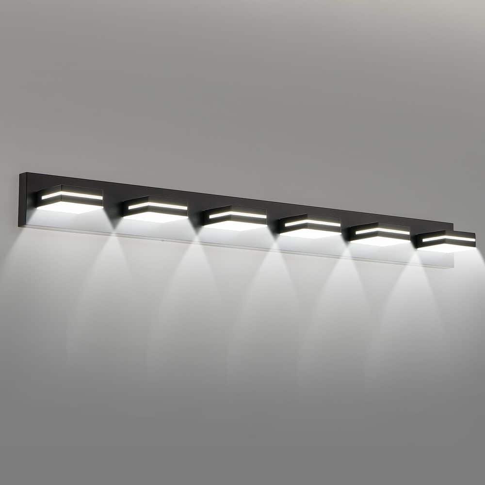 47.2 in. 6-Light Black Integrated LED Vanity Light Bar with Energy-Efficien