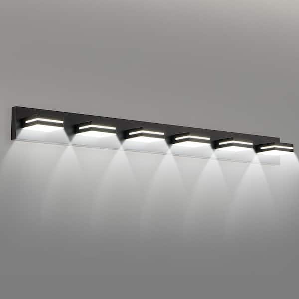 47.2 in. 6-Light Black Integrated LED Vanity Light Bar with Energy-Efficient Bathroom Wall Sconce