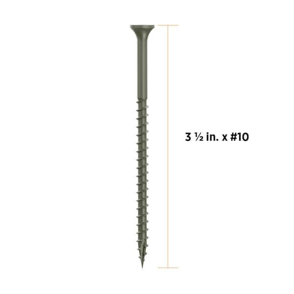 3-1/2 in. #10 Green Star Drive Exterior Bugle Head Wood Deck Screws (50-Count)
