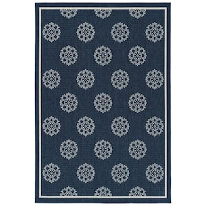 Amalie Navy 1 ft. 9 in. x 3 ft. Indoor/Outdoor Area Rug