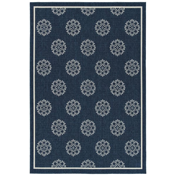 Kaleen Amalie Navy 2 ft. 5 in. x 3 ft. 9 in. Indoor/Outdoor Area Rug