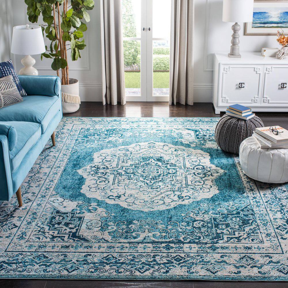 Safavieh Crystal Blue and Beige 8' x 10' Rectangular Area Rug