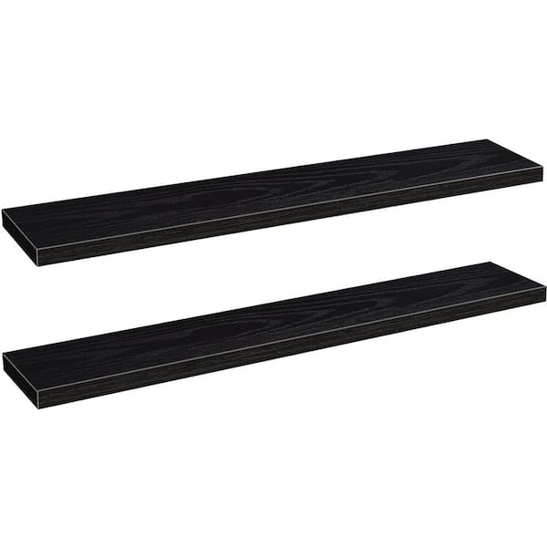 Cubilan 55.1 in. W x 9.3 in. D Black Long Decorative Wall Shelf, (Set of 2)