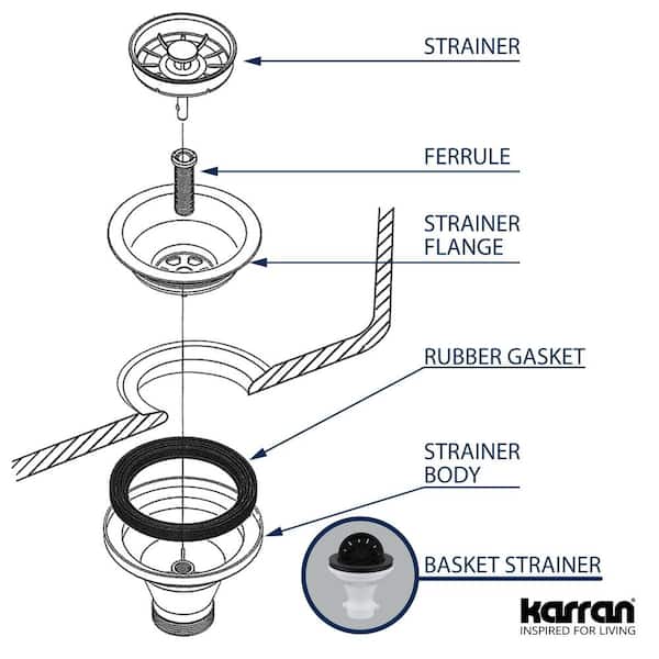 Karran 3-1/2 Kitchen Sink Basket Strainer in Bisque QBSBI