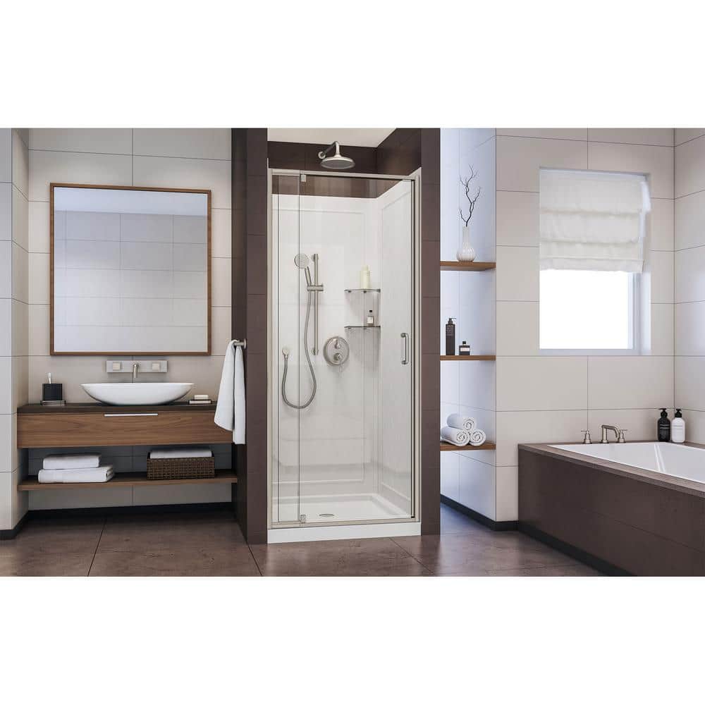 Flex 36" Brushed Nickel Frameless Pivot Shower Kit
