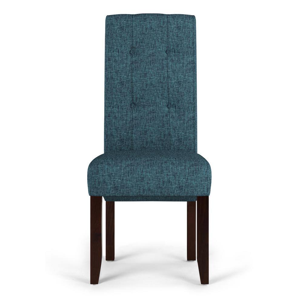 High-Back Denim Blue Linen Parsons Side Chair