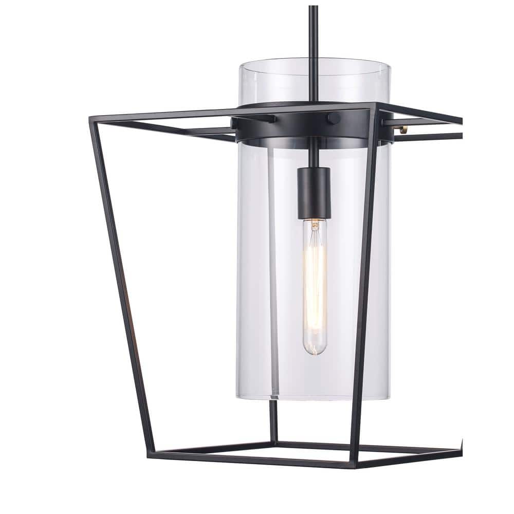 Nova 1-Light Mini Pendant with Clear Glass Shade - Black