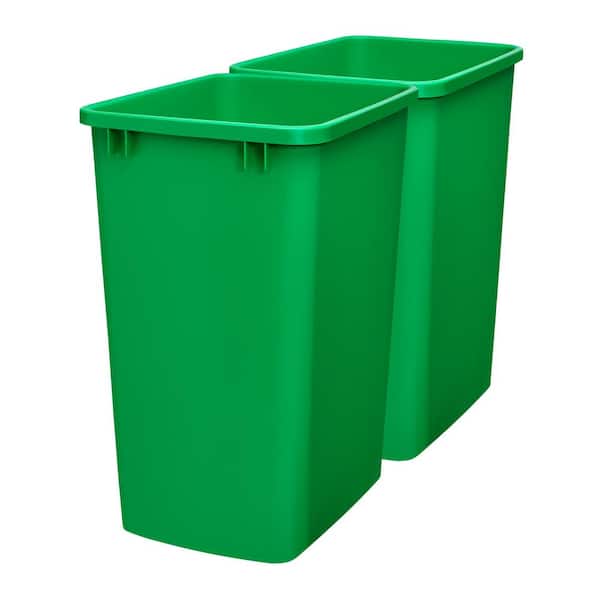 Polymer Replacement 35 Quart Trash Bin, Green, 2 Pack