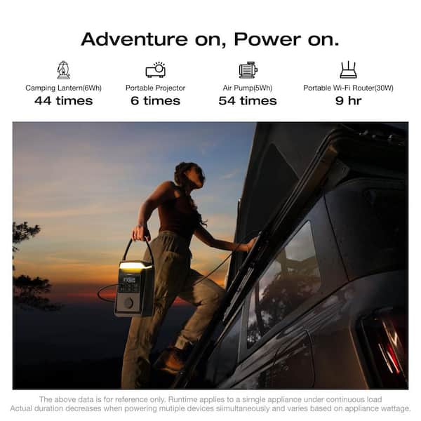 288Wh TRAIL 300 DC Portable Power Station, 300-Watt Output, LFP Battery Generator Push-button Start Home Backup, Camping