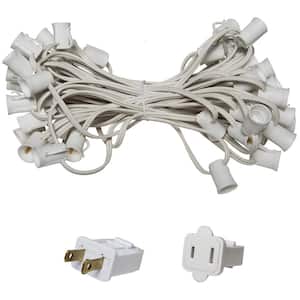 50 ft. C9/E17 White Wire Socket Stringer with 6 in. Spacing