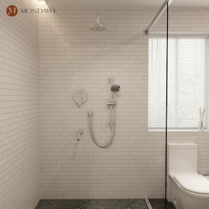 Retro Series 3-Spray Patterns with 1.8 GPM 8 in. Rain Wall Mount Dual Shower Heads with Handheld and Spout in Nickel