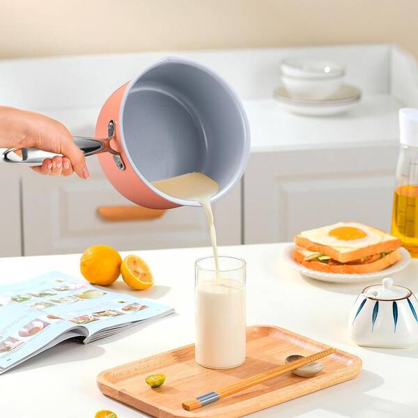 2.5 qt. Ceramic Nonstick Sauce Pan in Perracotta with Strainer Lid