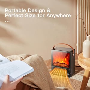 1500-Watt Portable Electric Fireplace Heater with Remote Control Walnut