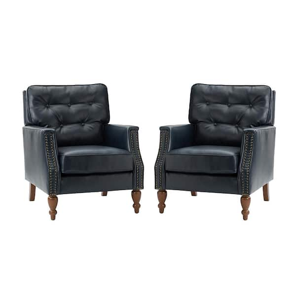 Navy leather online armchair