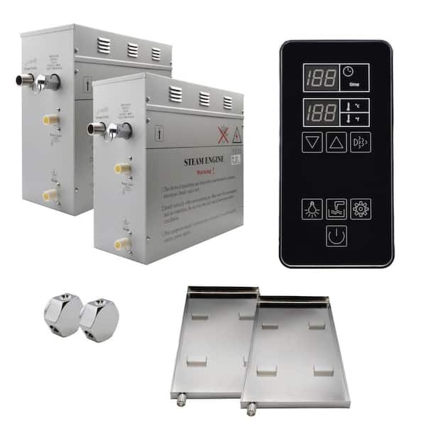 Superior SteamPoint 18kW Steam Bath Generators, Self-Draining with Digital Keypad in Black and Drip Pans