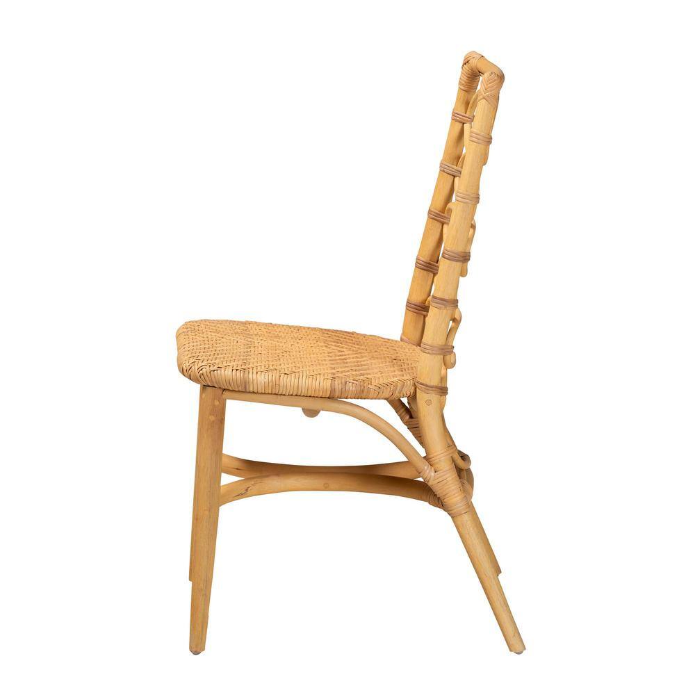 Lisbon Natural Brown Rattan Ladderback Dining Chair