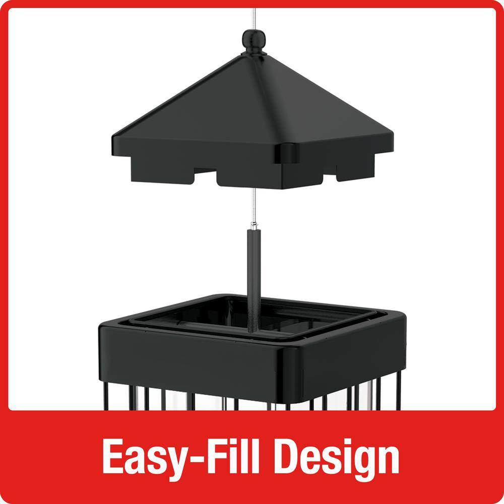 Black Metal and Plastic Hanging Squirrel-Resistant Bird Feeder