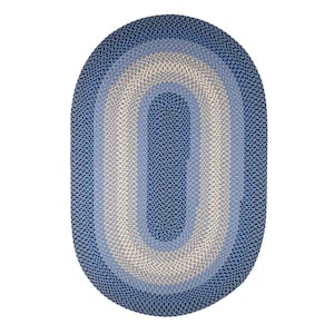 Pioneer Blue Multi 5 ft. x 8 ft. Oval Indoor/Outdoor Braided Area Rug