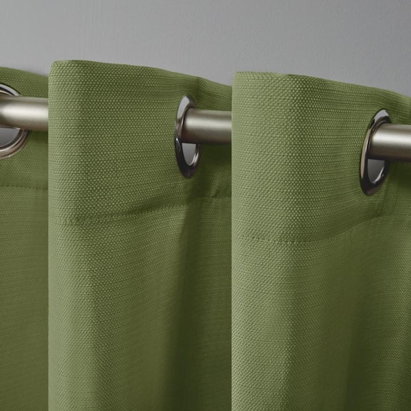 Delano Kiwi Green Solid Light Filtering Grommet Top Indoor/Outdoor Curtain, 54 in. W x 120 in. L (Set of 2)