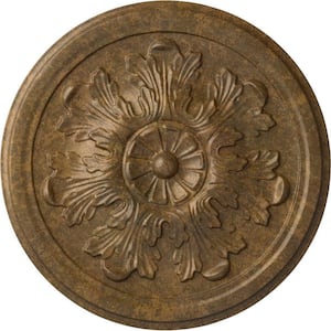 7/8 in. x 12-3/4 in. x 12-3/4 in. Polyurethane Legacy Acanthus Ceiling Medallion, Rubbed Bronze