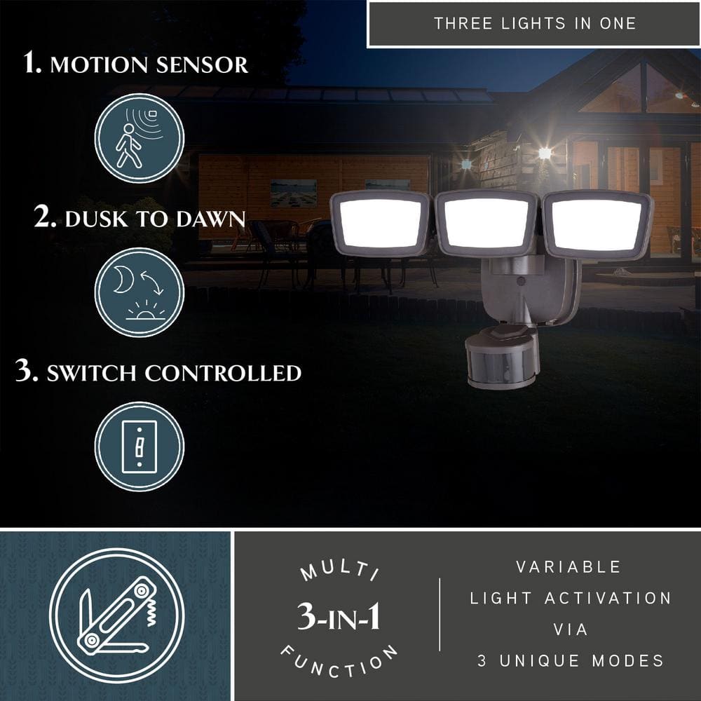 Bronze LED Outdoor Motion Sensor Security Flood Light