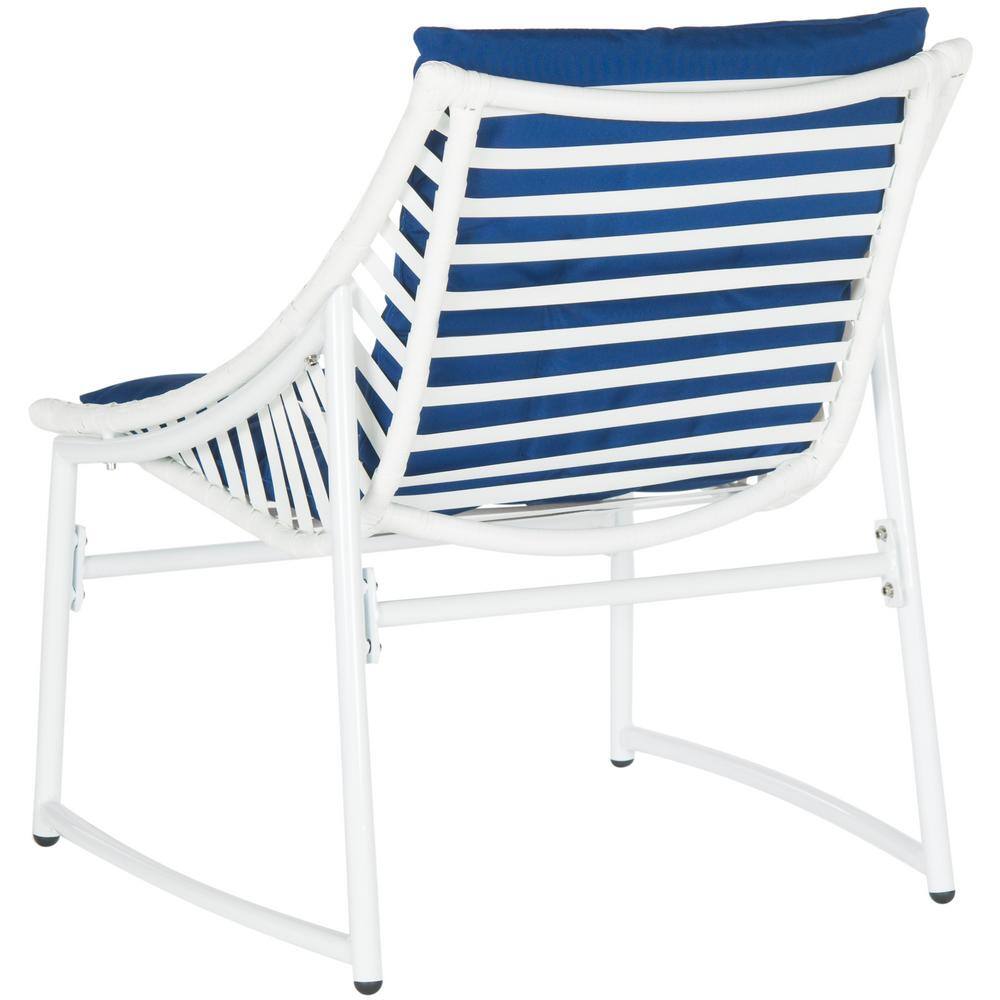 Berkane 4-Piece White and Navy Rattan Outdoor Set