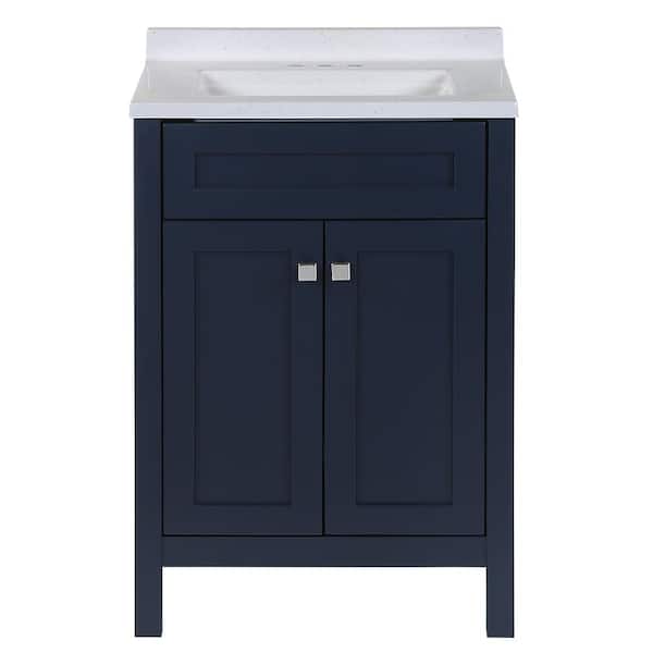 Maywell 25 in. Single Sink Blue Bath Vanity with Snow Cultured Marble Top (Assembled)