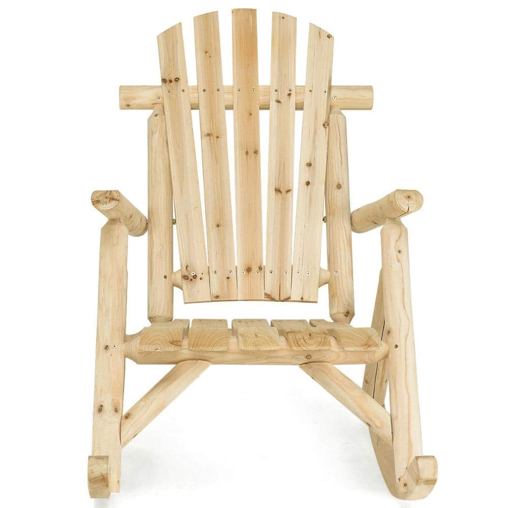 Outdoor Adirondack Rocking Chair Solid Wood Porch Rocker 330 lb. with High Fanned Back and Curved Seat price history on PriceWatchPro