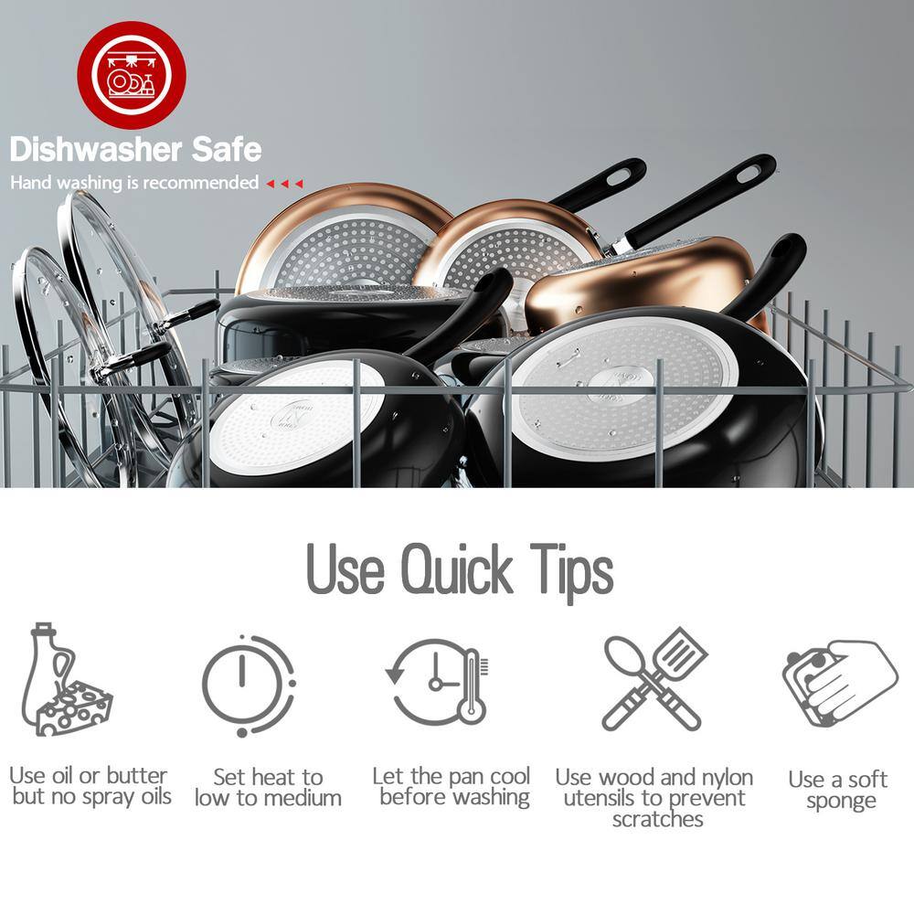 8-Piece Gray Nonstick Aluminum Cookware Set with Glass Lids