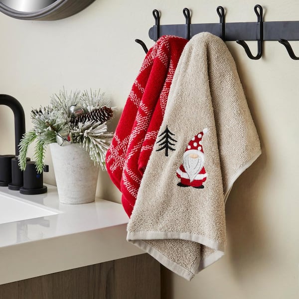 NEW CARO HOME 100% COTTON WHITE,RED STRIPE BATH,2 HAND TOWEL,OR 2 TIP  FINGERTIP