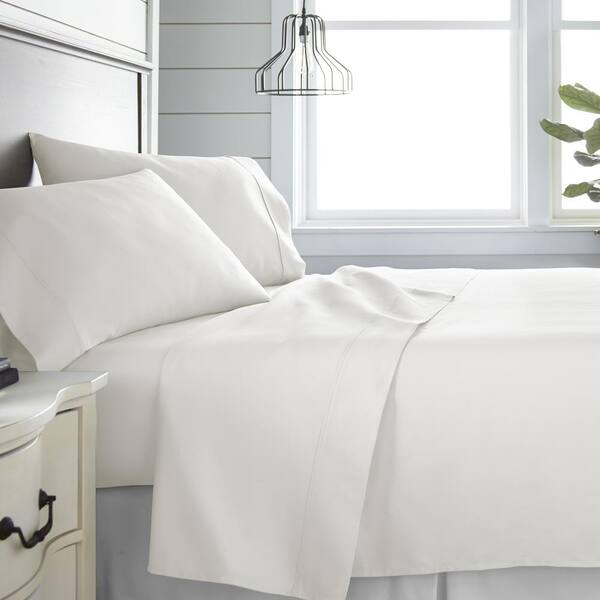 Becky Cameron 4-Piece Ivory Solid 300 Thread Count Cotton Twin Sheet Set