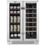 24 in. Built-In French Door Dual Zone 20-Bottle Wine and 60-Can Beverage Cooler