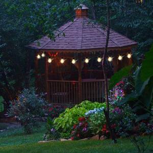Vintage Outdoor 16 ft. Solar Lantern Bulb String Light with S Shape Filament- Wall mount & ground stake options