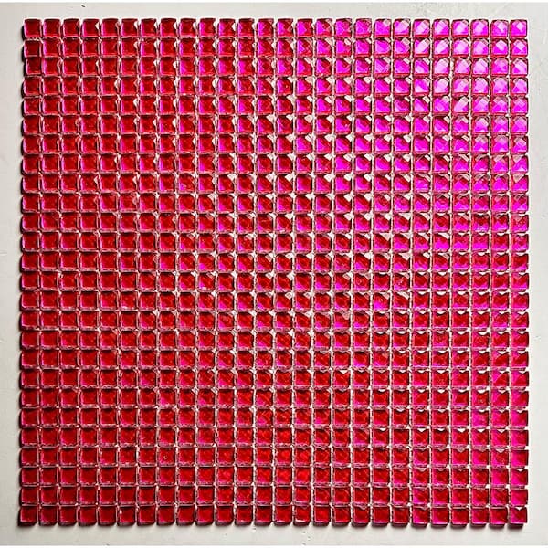 ABOLOS Artistic Jewels Pink 12 in. x 12 in. Square Mosaic Diamond Cut Glass Decorative Wall Tile (10.76 sq. ft./Case)