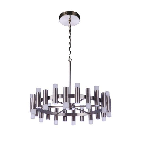 CRAFTMADE Simple Lux 24-Light Dimmable Integrated LED Brushed Polished Nickel Transitional Chandelier for Kitchen/Dining/Foyer