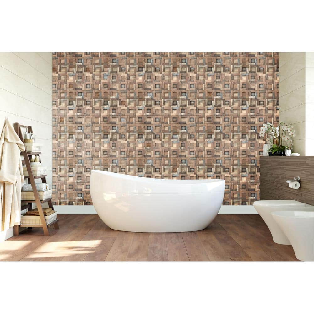 Natural Finish Reclaimed Wood Mosaic Wall Tile 11-Pack