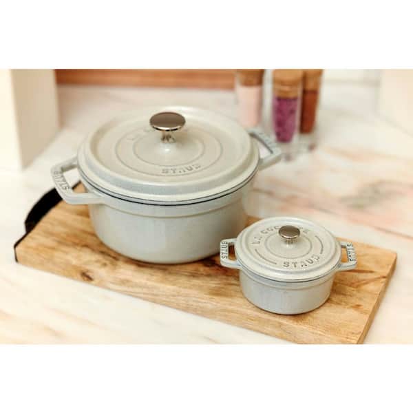 Staub Cast Iron 2.75 qt. Round Cocotte Dutch Oven - White Truffle