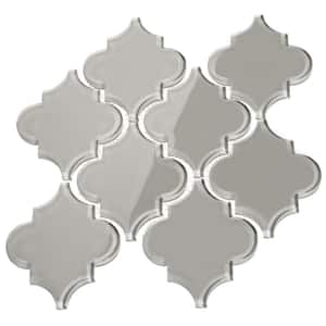 Light Gray Arabesque 4 in. x 5 in. x 8mm Glass Backsplash and Wall Tile (7 sq. ft. / case)