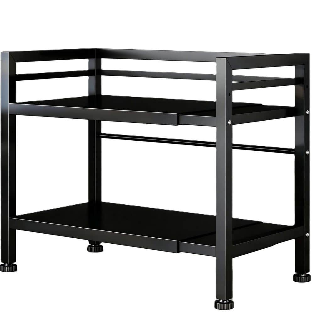 2-Tier Carbon Steel Expandable Over Microwave Shelf Countertop with 3 Hooks, Kitchen Utensils Tableware Storage price history on PriceWatchPro